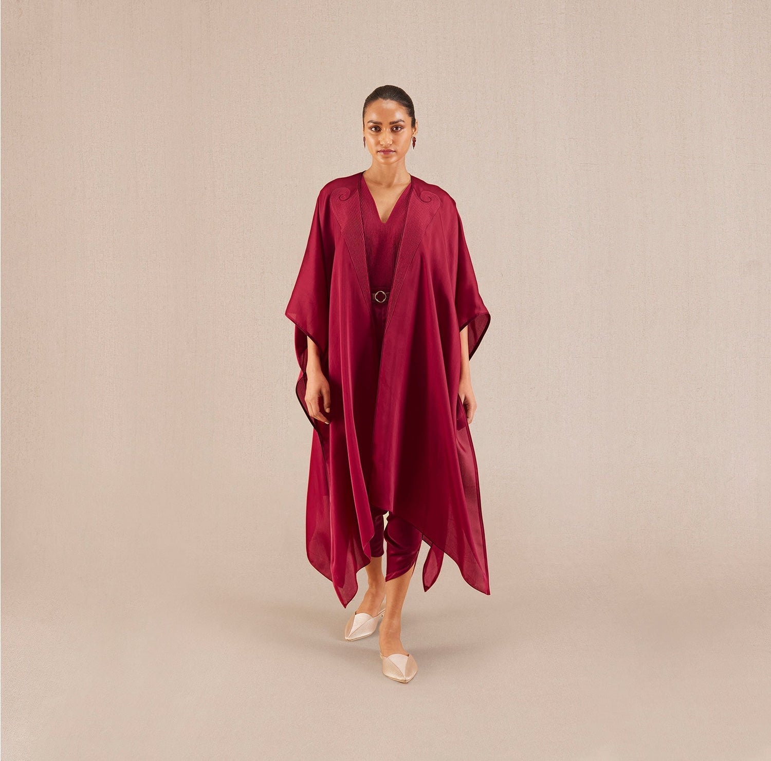  Organza Nyra Cape Set – Red