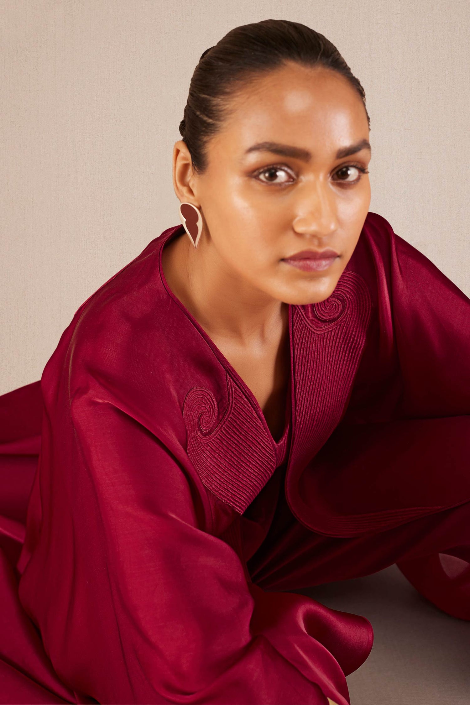  Organza Nyra Cape Set – Red